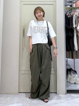 「着痩せ」｜「アイテム（アクセサリー）」を使った、いそまるさん（レディース・168cm）の夏コーディネート