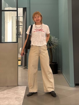 「LOWRYS FARM（ローリーズファーム）のステンレスロングネックレス　605355（ネックレス、シルバー系）」を使った、いそまるさん（レディース・168cm）の春コーディネート