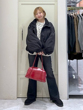 「LOWRYS FARM（ローリーズファーム）のパールタレンネックレス　249411（ネックレス）」を使った、いそまるさん（レディース・168cm・20代）の秋コーディネート