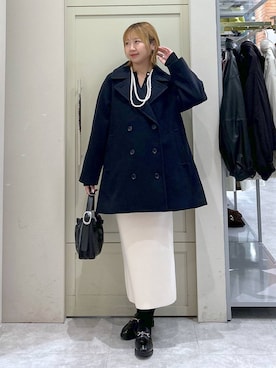 「LOWRYS FARM（ローリーズファーム）のパールタレンネックレス　249411（ネックレス）」を使った、いそまるさん（レディース・168cm）の冬コーディネート