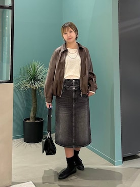 「LOWRYS FARM（ローリーズファーム）の【500mlペットボトル収納可】フラップショルダーＢＡＧ 1046881（ショルダーバッグ、ブラック系）」を使った、いそまるさん（レディース・168cm）の秋コーディネート