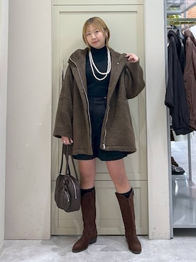 「LOWRYS FARM（ローリーズファーム）のパールタレンネックレス　249411（ネックレス）」を使った、いそまるさん（レディース・168cm）の秋コーディネート