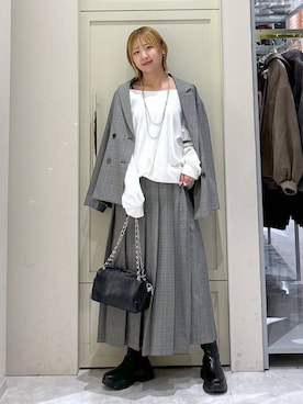 「PAGEBOY（ページボーイ）の【選べる着丈/前後2WAY/マシンウォッシャブル】マルチWAYネックプルオーバー/ニット（ニット/セーター）」を使った、いそまるさん（レディース・168cm）の秋コーディネート