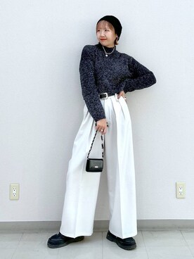 「人気アイテムをチェック！」｜「アイテム（スラックス）」を使った、いそまるさん（レディース・168cm）の冬コーディネート