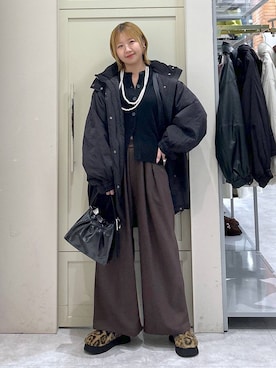 「LOWRYS FARM（ローリーズファーム）のパールタレンネックレス　249411（ネックレス）」を使った、いそまるさん（レディース・168cm）の秋コーディネート