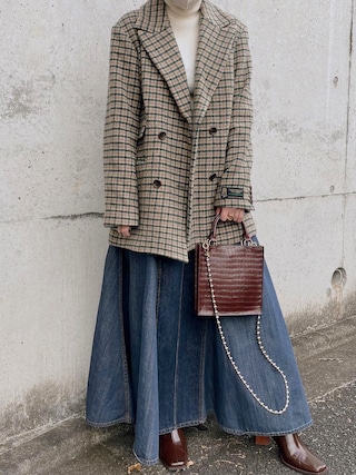 ジャケット・アウター Ameri VINTAGE CHECK ECO WOOL BIG JACKET Ameri（アメリ）の「CHECK ECO WOOL BIG JACKET（テーラードジャケット
