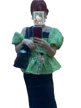 「アイテム（その他トップス、グリーン系）」を使った、kanaminさん（レディース・151cm）の夏コーディネート