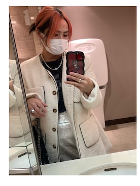「ママファッション」｜「アイテム（ノーカラーコート）」を使った、kanaminさん（レディース・153cm）の冬コーディネート