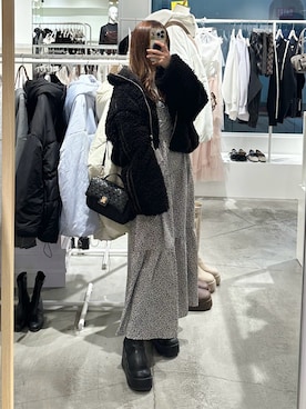 「one after another NICE CLAUP（ワンアフターアナザーナイスクラップ）のアイテム（ブルゾン）」を使った、しんももさん（レディース・151cm）の冬コーディネート