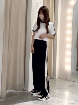「one after another NICE CLAUP（ワンアフターアナザーナイスクラップ）のアイテム（スウェットパンツ）」を使った、しんももさん（レディース・151cm）の夏コーディネート