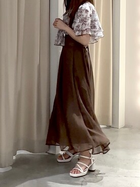 「one after another NICE CLAUP（ワンアフターアナザーナイスクラップ）の2way/ボウタイフレアスリーブブラウス（シャツ/ブラウス）」を使った、しんももさん（レディース・151cm）の夏コーディネート