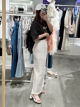 「one after another NICE CLAUP（ワンアフターアナザーナイスクラップ）のアイテム（キャップ）」を使った、しんももさん（レディース・151cm）の春コーディネート