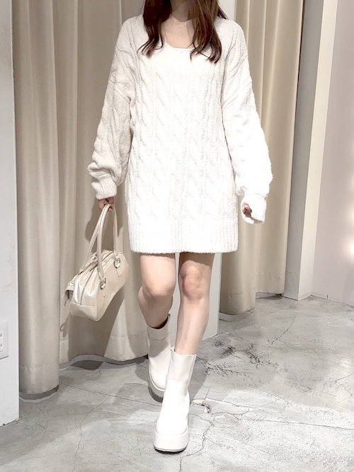 セール】ケーブルニットチュニック（ニット/セーター）｜one after