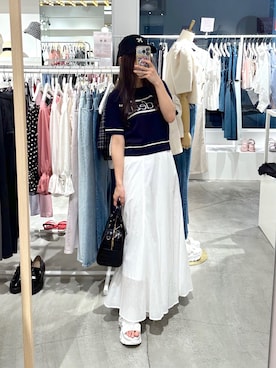 「one after another NICE CLAUP（ワンアフターアナザーナイスクラップ）のアイテム（キャップ）」を使った、しんももさん（レディース・151cm）の夏コーディネート
