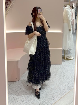 Black Ribbon Collection】バックリボンティアードワンピースを使った