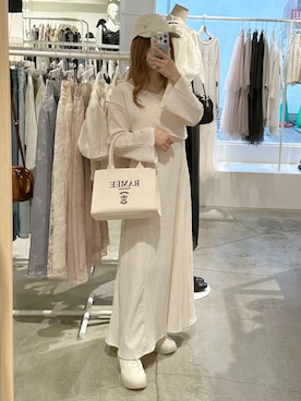 「one after another NICE CLAUP（ワンアフターアナザーナイスクラップ）のアイテム（キャップ）」を使った、しんももさん（レディース・151cm）の春コーディネート