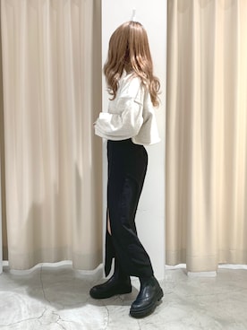 「nice claup」｜「アイテム（スウェット）」を使った、しんももさん（レディース・151cm）の冬コーディネート