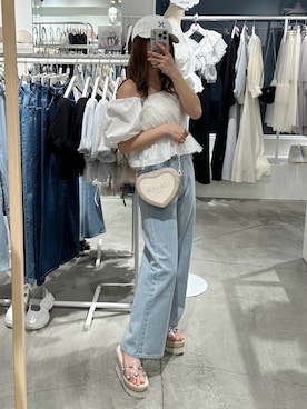 「one after another NICE CLAUP（ワンアフターアナザーナイスクラップ）のアイテム（キャップ）」を使った、しんももさん（レディース・151cm）の春コーディネート