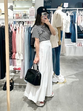 「one after another NICE CLAUP（ワンアフターアナザーナイスクラップ）のアイテム（キャップ）」を使った、しんももさん（レディース・151cm）の夏コーディネート