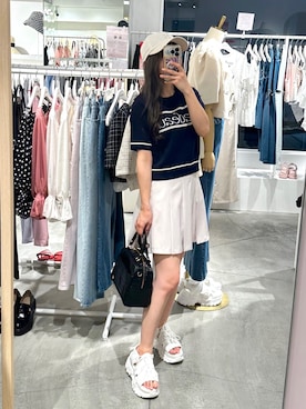「one after another NICE CLAUP（ワンアフターアナザーナイスクラップ）のアイテム（キャップ）」を使った、しんももさん（レディース・151cm）の夏コーディネート
