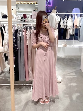 「アイテム（ワンピース、ピンク系）」を使った、しんももさん（レディース・151cm）の春コーディネート