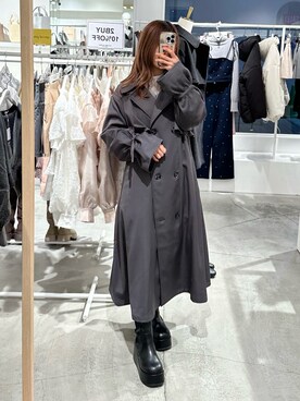 「one after another NICE CLAUP（ワンアフターアナザーナイスクラップ）のアイテム（トレンチコート）」を使った、しんももさん（レディース・151cm）の冬コーディネート