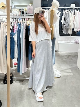 「one after another NICE CLAUP（ワンアフターアナザーナイスクラップ）のアイテム（キャップ）」を使った、しんももさん（レディース・151cm）の夏コーディネート