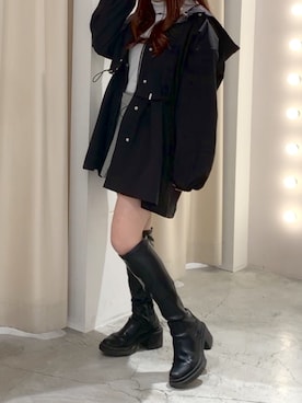 「タートルネック」｜「アイテム（マウンテンパーカー）」を使った、しんももさん（レディース・151cm）の冬コーディネート