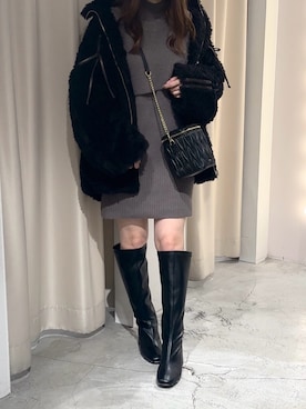 「ニットワンピース」｜「アイテム（ブルゾン）」を使った、しんももさん（レディース・151cm）の秋コーディネート