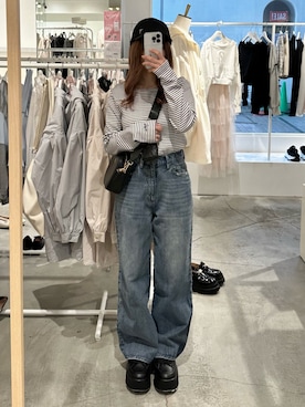 「one after another NICE CLAUP（ワンアフターアナザーナイスクラップ）のアイテム（キャップ）」を使った、しんももさん（レディース・151cm）の春コーディネート