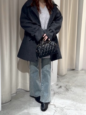 「one after another NICE CLAUP（ワンアフターアナザーナイスクラップ）のアイテム（チェスターコート）」を使った、しんももさん（レディース・151cm）の秋コーディネート