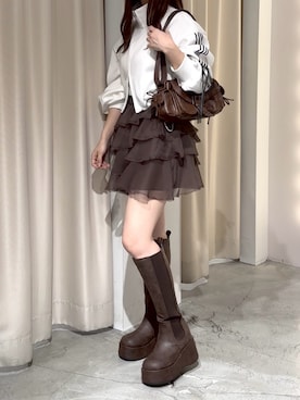「one after another NICE CLAUP（ワンアフターアナザーナイスクラップ）のアイテム（スウェット）」を使った、しんももさん（レディース・151cm）の秋コーディネート
