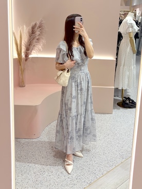 「one after another NICE CLAUP(ワンアフターアナザーナイスクラップ)のチェーンショルダー2WAYバッグ(ショルダーバッグ、ホワイト系)」を使った、しんももさん(レディース・151cm)の春コーディネート