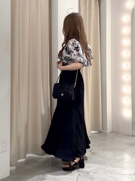 「one after another NICE CLAUP（ワンアフターアナザーナイスクラップ）の2way/ボウタイフレアスリーブブラウス（シャツ/ブラウス）」を使った、しんももさん（レディース・151cm）の夏コーディネート