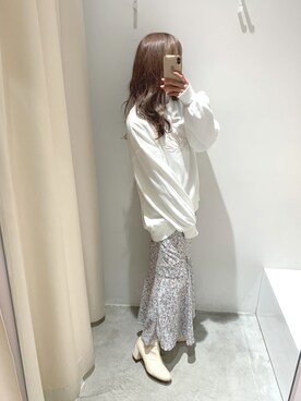 「nice claup」｜「アイテム（スウェット）」を使った、しんももさん（レディース・151cm）の冬コーディネート
