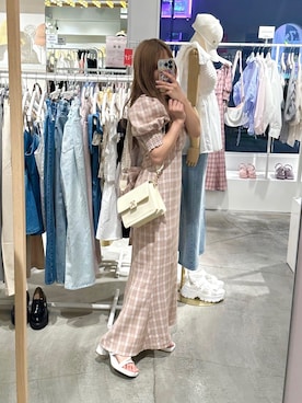 「one after another NICE CLAUP（ワンアフターアナザーナイスクラップ）のアイテム（その他シューズ）」を使った、しんももさん（レディース・151cm）の夏コーディネート