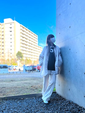 「andme（アンドミー）のアイテム（ノーカラージャケット）」を使った、yumi✨さん（レディース・154cm）の冬コーディネート
