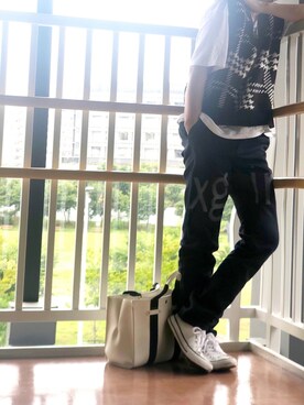 「WC（ダブル シー）のアイテム（ベスト）」を使った、yumi✨さん（レディース・154cm）の夏コーディネート
