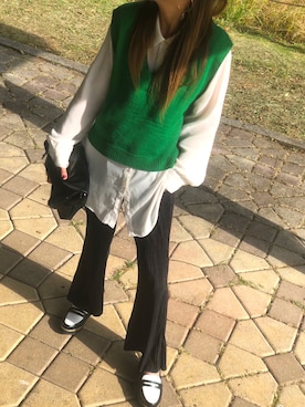 「サテンパンツ」｜「アイテム（ローファー）」を使った、yumi✨さん（レディース・154cm）の秋コーディネート
