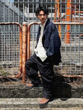 「etsinta（エシンタ）のアイテム（ジャケット/アウター）」を使った、Satoshi Makimotoさん（メンズ・166cm）の夏コーディネート