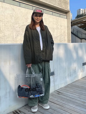 「CDG（シーディージー）のアイテム（バッグ）」を使った、nokyinさん（レディース・178cm）の冬コーディネート