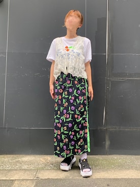 「H&M（エイチ・アンド・エム）のアイテム（トップス）」を使った、kanarashiiiiiさん（レディース・157cm）の夏コーディネート