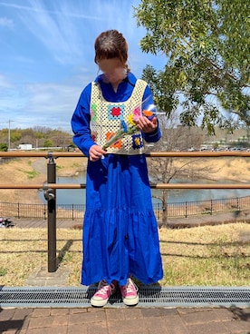 「春服デビュー宣言」｜「アイテム（シャツワンピース）」を使った、kanarashiiiiiさん（レディース・157cm）の春コーディネート