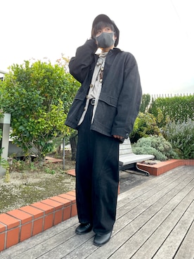 「古着コーデ」｜「アイテム（ノーカラージャケット）」を使った、きょんさん（メンズ・168cm）の秋コーディネート