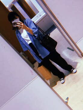「UNIQLO（ユニクロ）のアイテム（パンツ、ブラック系）」を使った、ぴえちゃんさん（レディース・157cm）の夏コーディネート