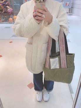 「Ray BEAMS（レイビームス）のアイテム（ノーカラーコート）」を使った、ゆんさん（レディース・156cm）の秋コーディネート