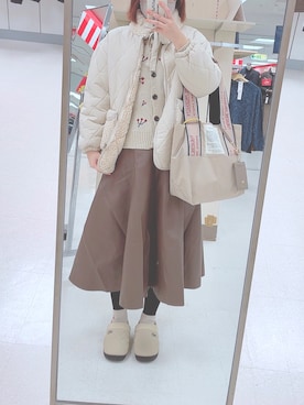 「レザースカート」｜「アイテム（スリッポン）」を使った、ゆんさん（レディース・156cm）の冬コーディネート