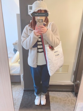 「フリース」｜「アイテム（PC・スマホグッズ/家電）」を使った、ゆんさん（レディース・156cm）の冬コーディネート