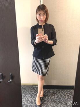 「アイテム（ノーカラージャケット）」を使った、重松 みほこさん（レディース・151cm・40代）の夏コーディネート