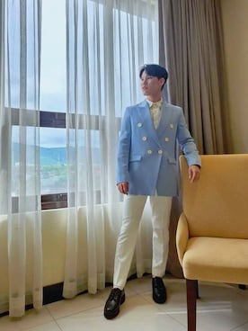 「H&M（エイチ・アンド・エム）のアイテム（ローファー）」を使った、Ezroさん（メンズ・170cm）の冬コーディネート
